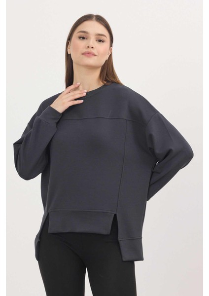 3000 Bisiklet Yaka Parçalı Sweat Antrasit modelleri