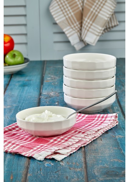 13.5 cm Beyaz Porselen Kase 6'lı Set | Çorba, Meze, Tatlı ve Kahvaltı Sunumları Için Ideal