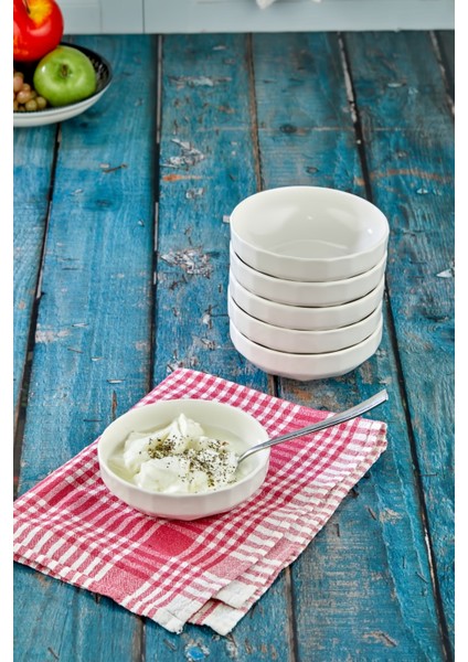 13.5 cm Beyaz Porselen Kase 6'lı Set | Çorba, Meze, Tatlı ve Kahvaltı Sunumları Için Ideal