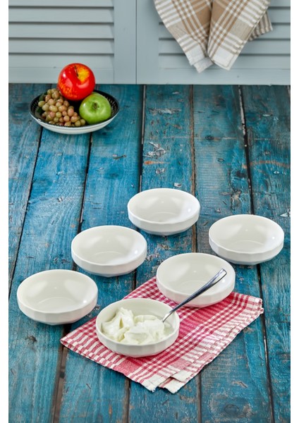 13.5 cm Beyaz Porselen Kase 6'lı Set | Çorba, Meze, Tatlı ve Kahvaltı Sunumları Için Ideal