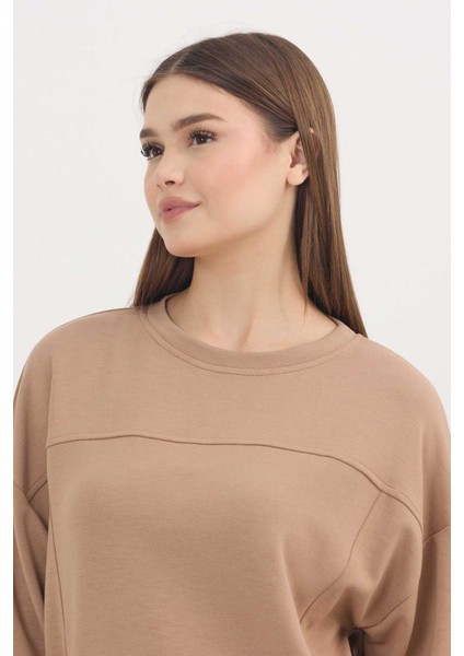 3000 Bisiklet Yaka Parçalı Sweat Camel indirimleri