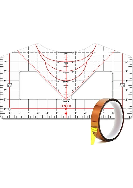 Vinil Hizalama Için Tişört Cetvel Kılavuzu, Isı Bantlı (Yurt Dışından)
