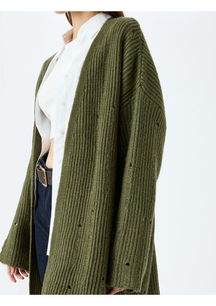 Oversize V Yaka Dökümlü Uzun Triko Hırka indirimleri