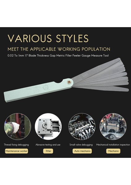 Yeni 0.02 Ila 1mm 17 Bıçak Kalınlığı Boşluğu Metrik Dolgu Feeler Ölçer Ölçü Aracı (Yurt Dışından) fiyatları