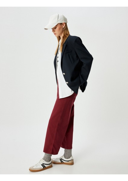 Geniş Kısa Paça Pantolon Yüksek Bel Düğmeli - Wide Leg Jean fiyatları