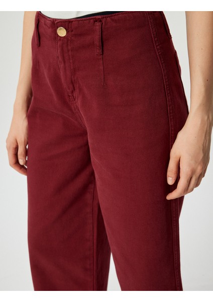 Geniş Kısa Paça Pantolon Yüksek Bel Düğmeli - Wide Leg Jean indirimleri