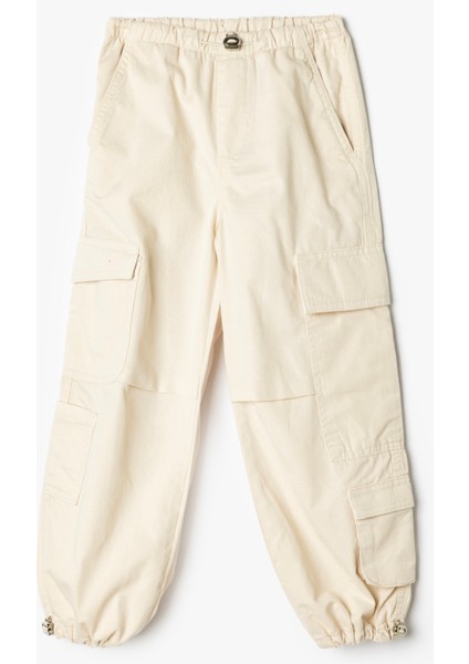Jogger Paraşüt Pantolon Kargo Cepli Beli Lastikli Pamuklu