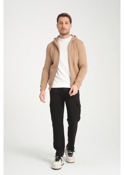 3 Iplik Fermuarlı Kapşonlu Sweatshırt 6052
