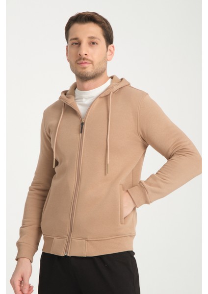 3 Iplik Fermuarlı Kapşonlu Sweatshırt 6052