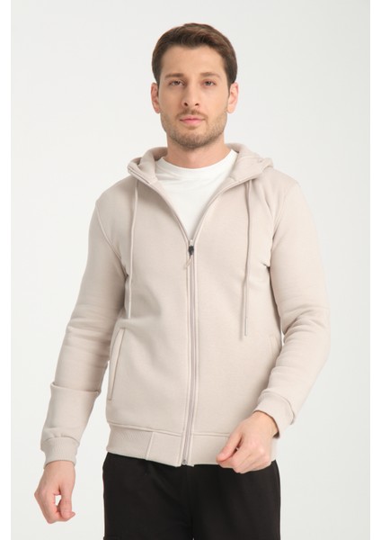 3 Iplik Fermuarlı Kapşonlu Sweatshırt 6052