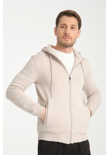 3 Iplik Fermuarlı Kapşonlu Sweatshırt 6052