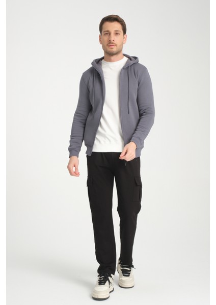 3 Iplik Fermuarlı Kapşonlu Sweatshırt 6052