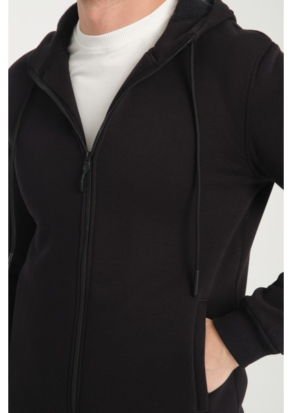 3 Iplik Fermuarlı Kapşonlu Sweatshırt 6052