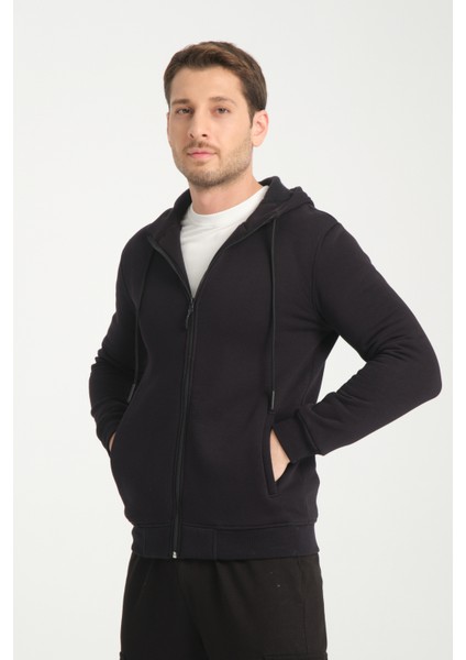 3 Iplik Fermuarlı Kapşonlu Sweatshırt 6052