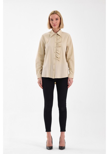 Basic Fırfır Detaylı Uzun Kollu Kadın Gömlek fiyatları