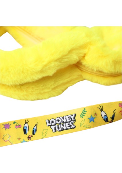 Tweety Yumuşak Peluş Tüylü Tek Bölmeli Fermuarlı Küçük Omuz Askılı Çocuk El Çantası modelleri
