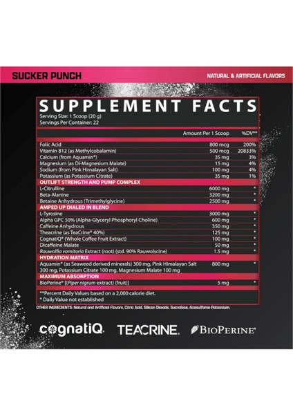 Outlıft Amped Max Dosed Stım Pre Workout Ozelsporcugıdaların'dan 440GR. Usa Version. Avrupa Değildir!! 3744