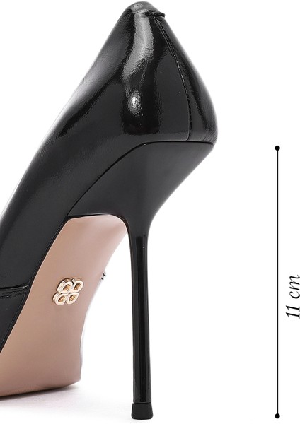 Kadın Siyah Yüksek Ince Topuklu Deri Stiletto 24WFD490216