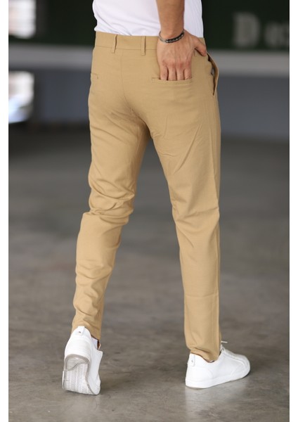 Erkek Camel Renk Italyan Kesim Kaliteli Esnek Likralı Kumaş Bilek Boy Pantolon indirimleri