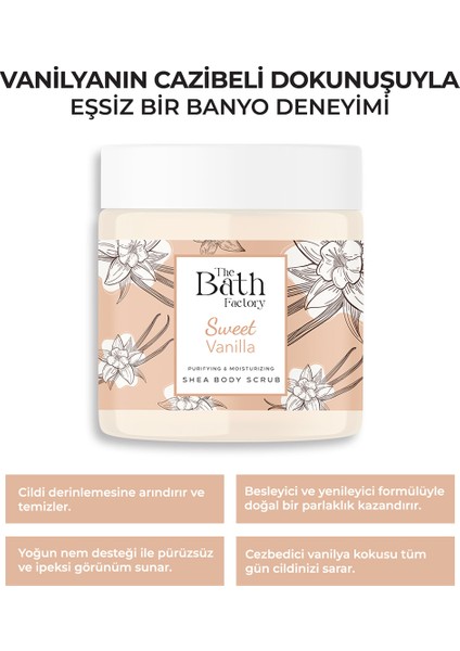 Nemlendirici ve Arındırıcı Shea Vücut Peelingi - Vanilya Aromalı 300 gr