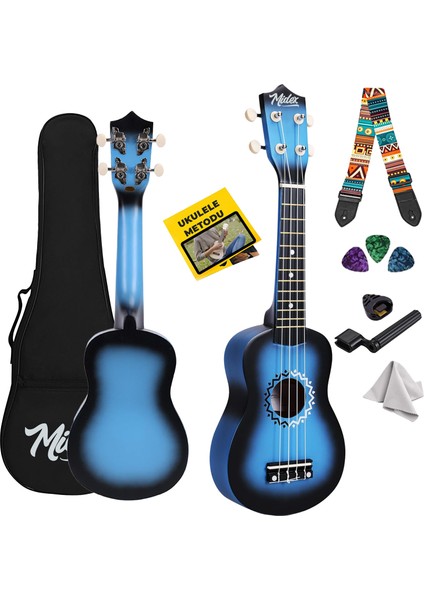 UKX-500BL Sunburs Efektli Maun Soprano Ukulele Full Set