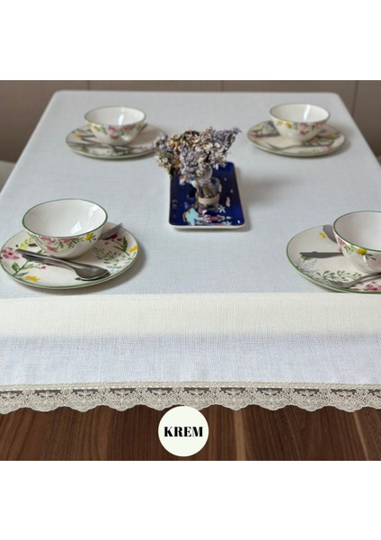 Masa Örtüsü, Leke Tutmayan Yemek Masası Örtüsü, Gardenya Kumaş Masa Örtüsü,krem
