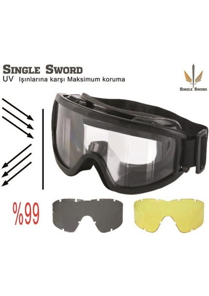 SS701 3 Lensli Taktik Koruyucu Gözlük
