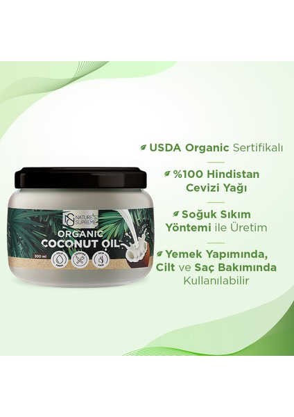 Organik Hindistan Cevizi Yağı 300 mL (Soğuk Sıkım) fırsatları