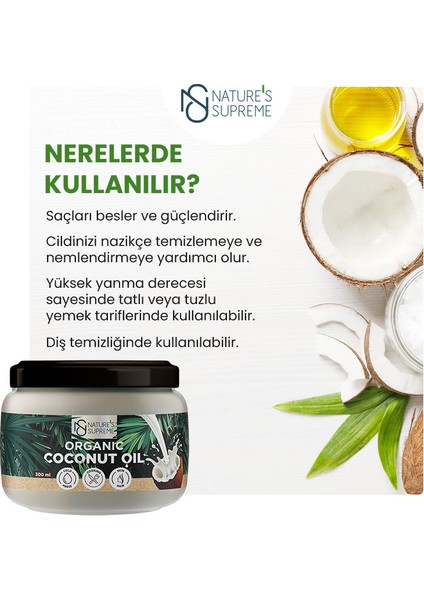 Organik Hindistan Cevizi Yağı 300 mL (Soğuk Sıkım) indirimleri