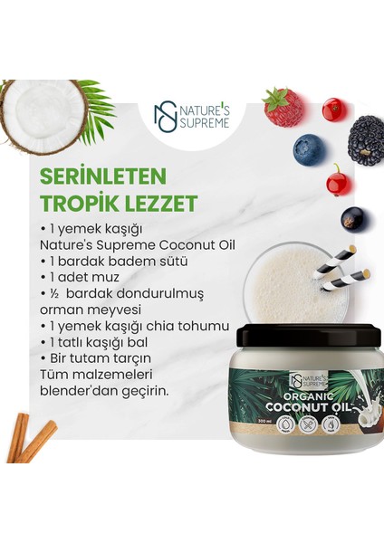 Organik Hindistan Cevizi Yağı 300 mL (Soğuk Sıkım)