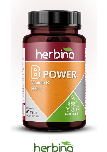 B-Power Vitamin B Karışımı İçeren Takviye Edici Gıda