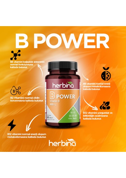 B-Power Vitamin B Karışımı İçeren Takviye Edici Gıda modelleri