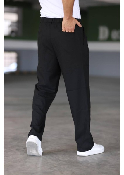 Baggy Çift Pileli Siyah Renk Beli Lastikli Kaliteli Rahat Kesim Klasik Bol Paça Baggy Pantolon modelleri