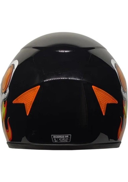 Motosiklet Çocuk Kaskı Full Face Pp Metreal Skull Black