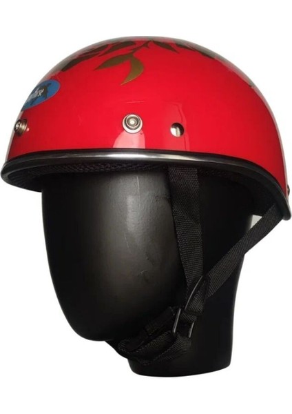 Motosiklet Yarım Chopper Model Kask Vespa Scooter Rose