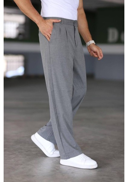 Baggy Çift Pileli Okul Grisi Renk Beli Lastikli Kaliteli Rahat Kesim Klasik Bol Paça Baggy Pantolon fiyatları