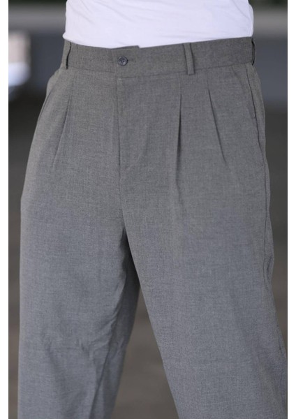 Baggy Çift Pileli Okul Grisi Renk Beli Lastikli Kaliteli Rahat Kesim Klasik Bol Paça Baggy Pantolon modelleri
