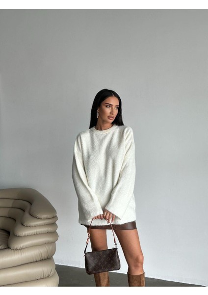 Kadın Bisiklet Yaka Oversize Triko Kazak