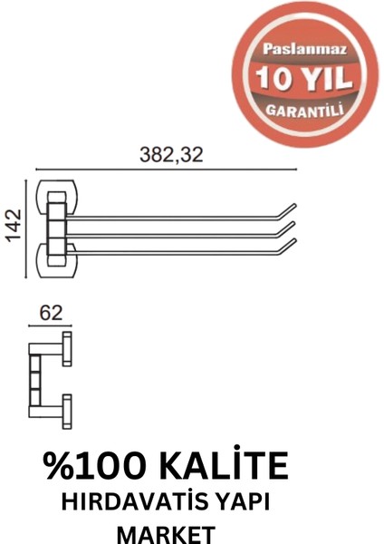 Paslanmaz Pirinç Milano 3’lü Döner Havluluk Altın Sarı Gold fiyatları