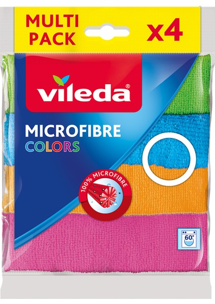 4 Lü %100 Mikrofiber Colors Temizlik Bezi