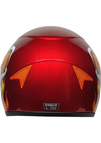 Motosiklet Çocuk Kaskı Full Face Pp Metreal Skull Red