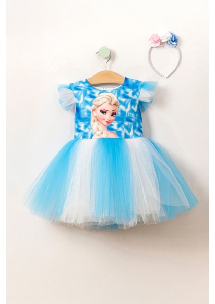 Tütü Elbise Elsa Karakterli kız çocuk - Mavi