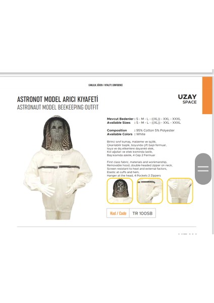 Arıcı Elbisesi Astronot Model