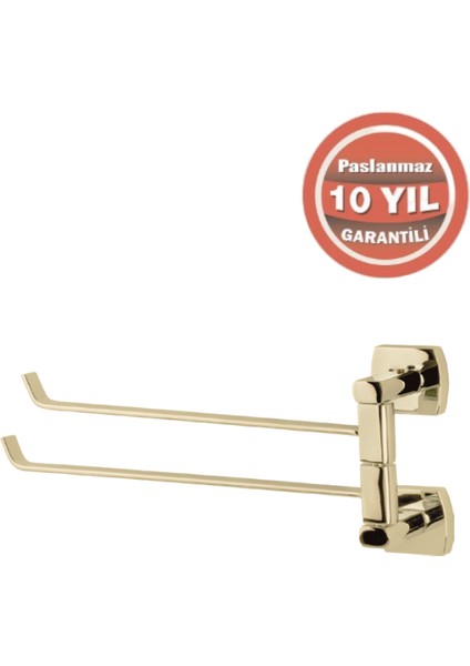 Paslanmaz Pirinç Milano 2’li Döner Havluluk Altın Sarı Gold