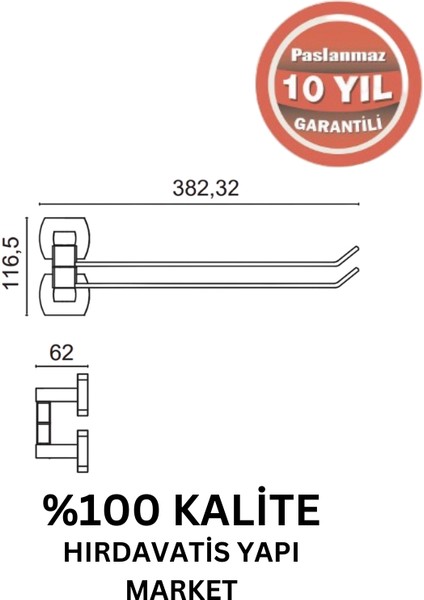 Paslanmaz Pirinç Milano 2’li Döner Havluluk Altın Sarı Gold fiyatları