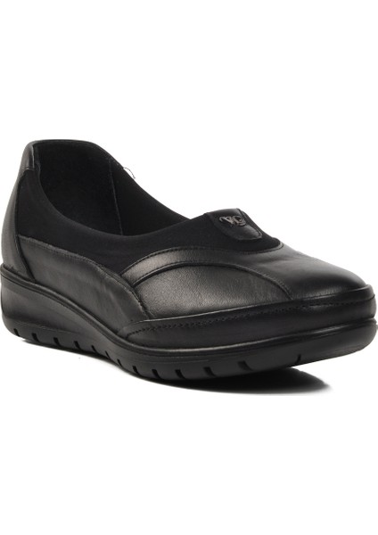 Ayakmod Siyah Hakiki Deri Kadın Günlük Ayakkabı