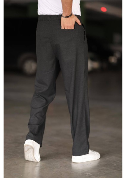 Baggy Çift Pileli Antrasit Renk Beli Lastikli Kaliteli Rahat Kesim Klasik Bol Paça Baggy Pantolon modelleri