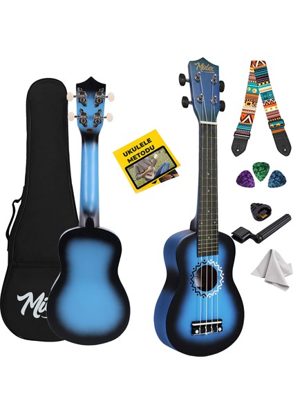 UKX-600BL Sunburs Efektli Maun Concert Ukulele Full set