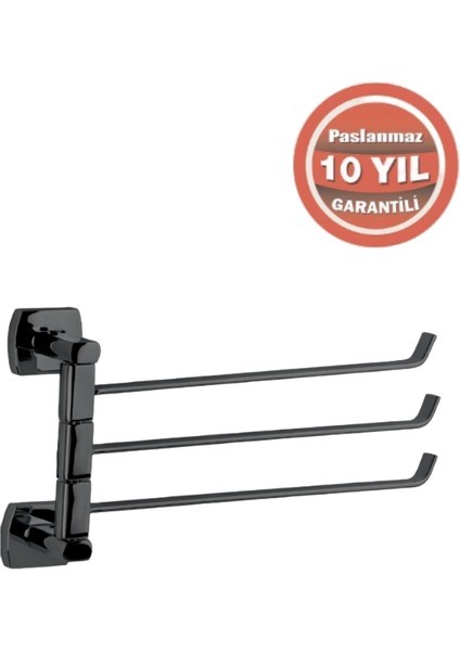 Paslanmaz Pirinç Milano 3’lü Döner Havluluk Mat Siyah modelleri