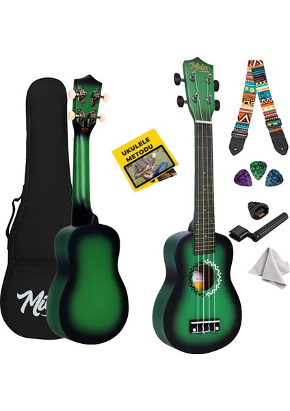UKX-600GR Sunburs Efektli Maun Concert Ukulele Full Set